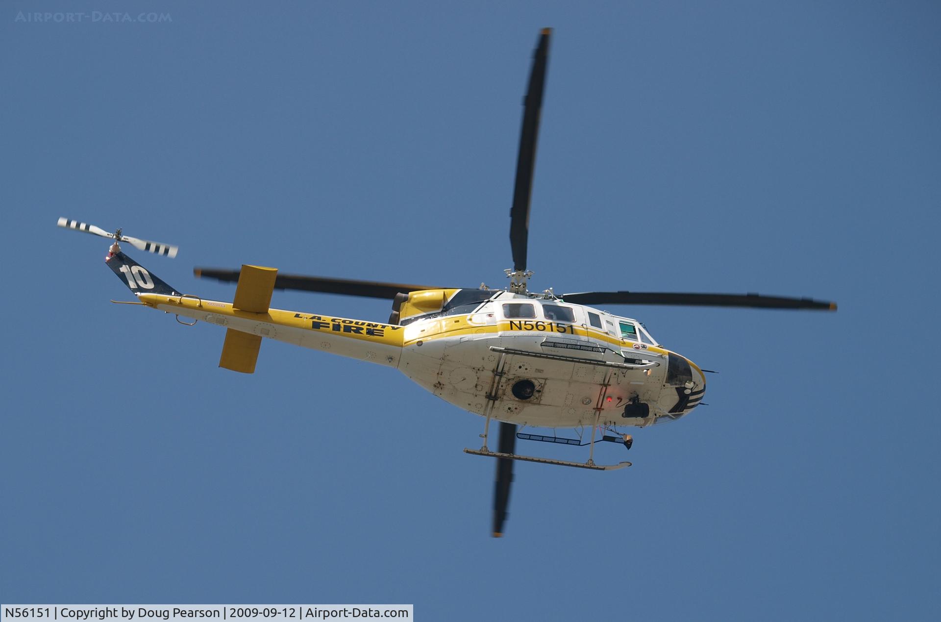 N56151, 1981 Bell 412 C/N 33061, LA County FD Copter 10 over Dodger Stadium