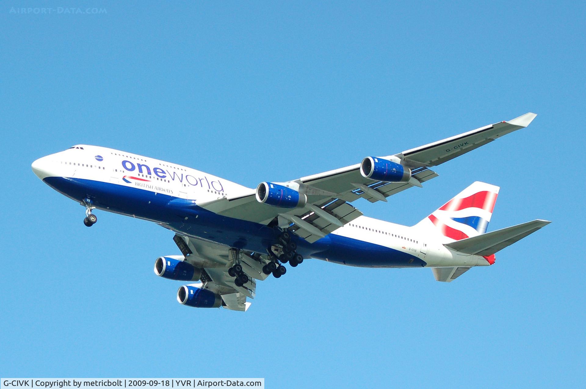 G-CIVK, 1997 Boeing 747-436 C/N 25818, Landing at YVR,with 