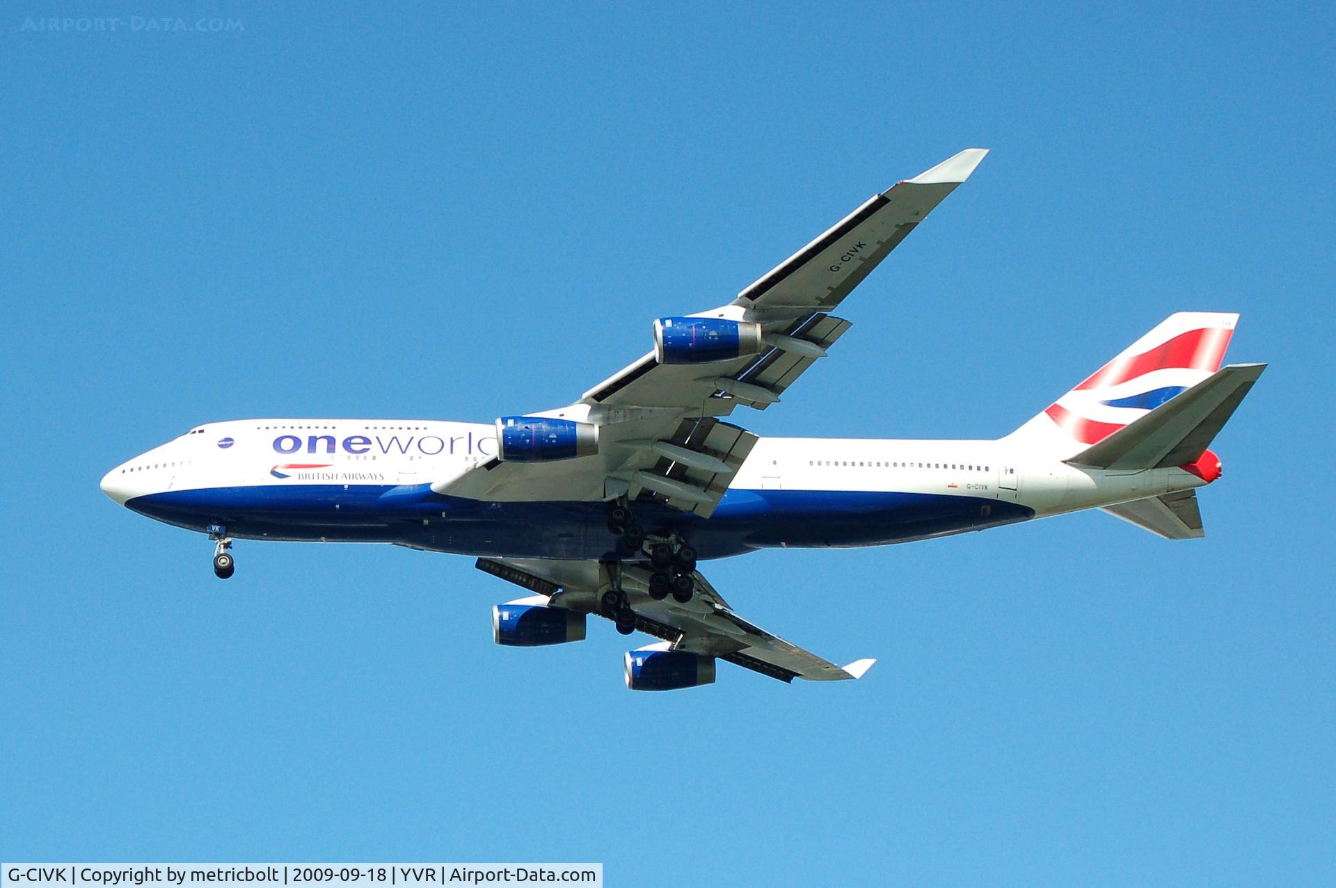 G-CIVK, 1997 Boeing 747-436 C/N 25818, Landing at YVR,with 