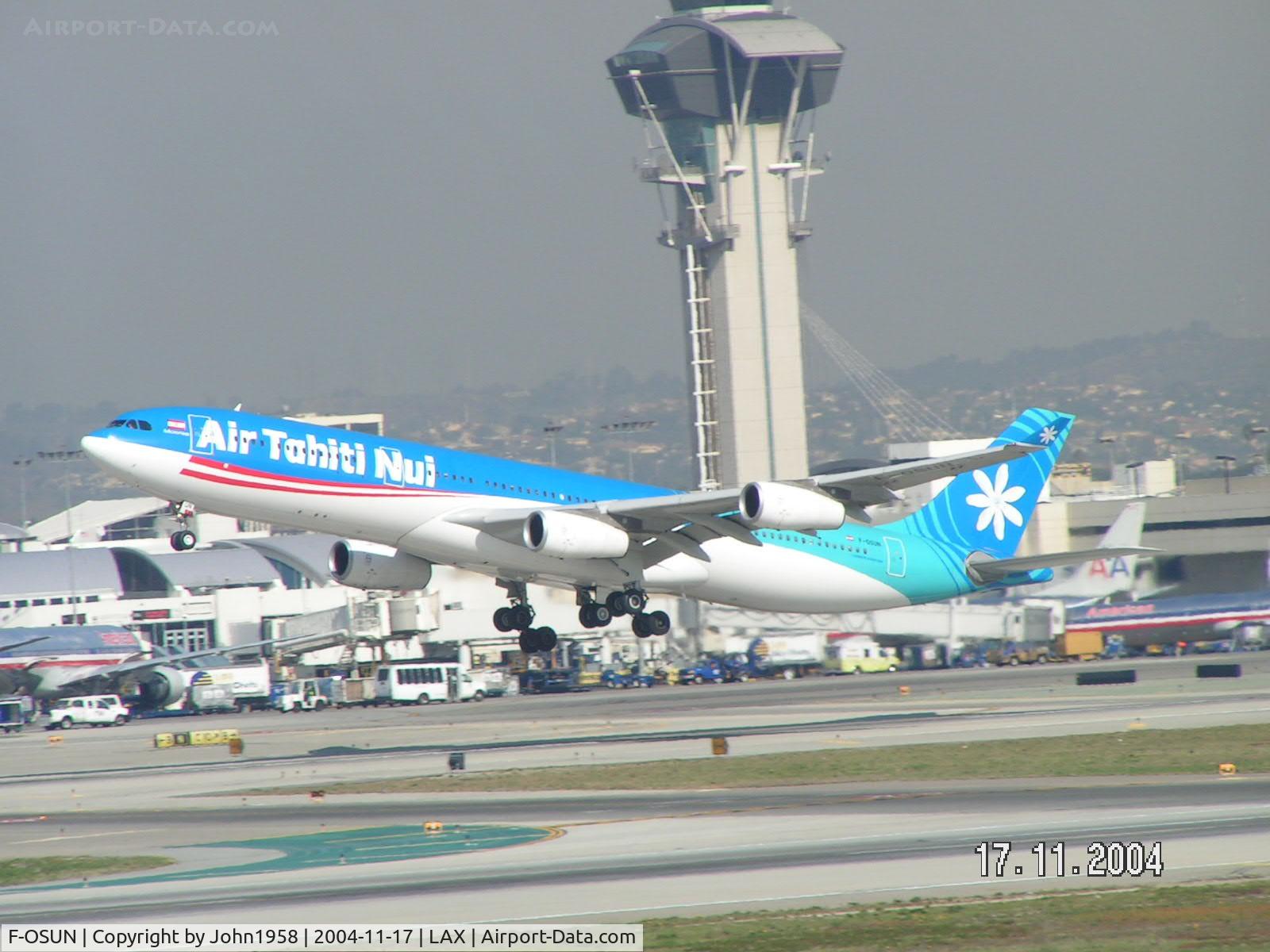 F-OSUN, 2001 Airbus A340-313 C/N 446, Just lifted from LAX, one of my fave shots from my fave airport.