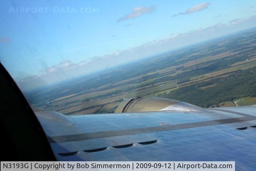 N3193G, 1944 Boeing B-17G Flying Fortress C/N 77255, View out the right side over western Ohio at 2500'.