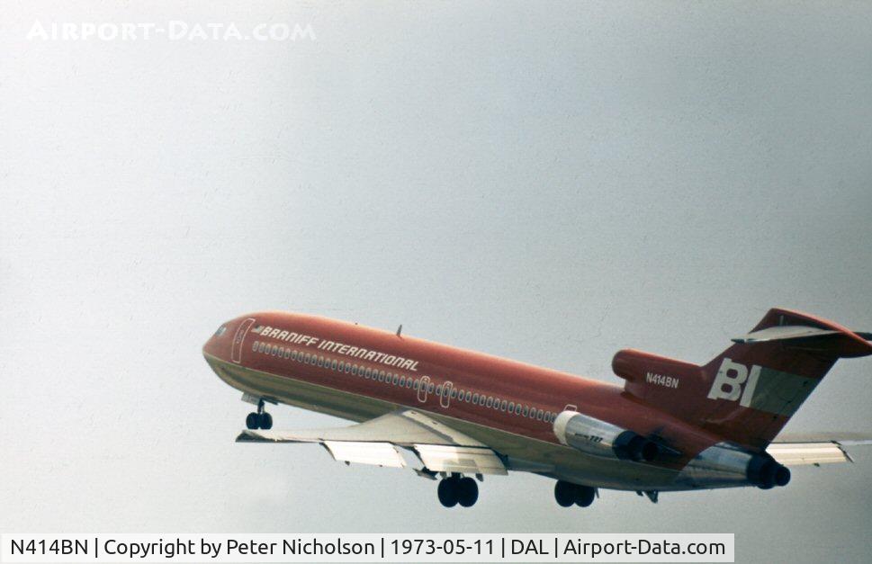 N414BN, 1973 Boeing 727-227 C/N 20612, Boeing 727-227 of Braniff International at Love Field, Dallas in May 1973.