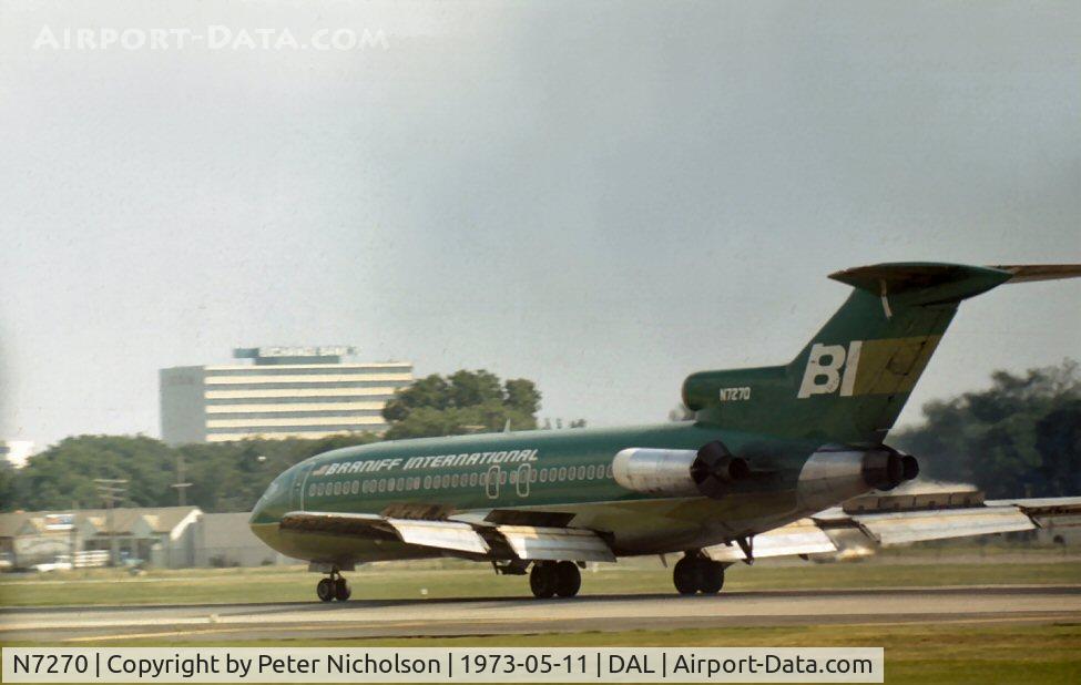 N7270, 1966 Boeing 727-27C C/N 19109, Boeing 727-27C of Braniff International at Love Field, Dallas in May 1973.