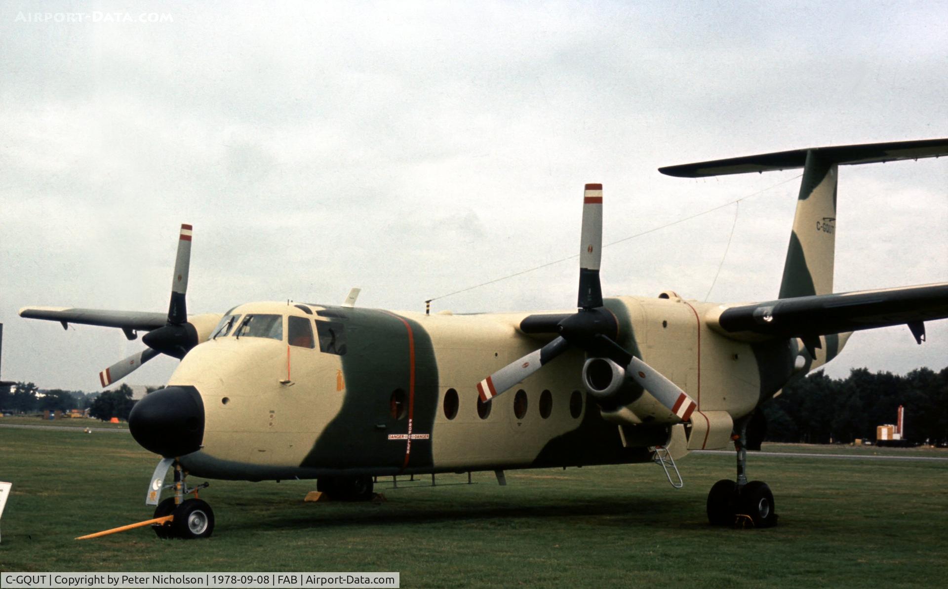 C-GQUT, 1978 De Havilland Canada DHC-5D Buffalo C/N 87, DHC-5D Buffalo demonstrated at the 1978 Farnborough Airshow.