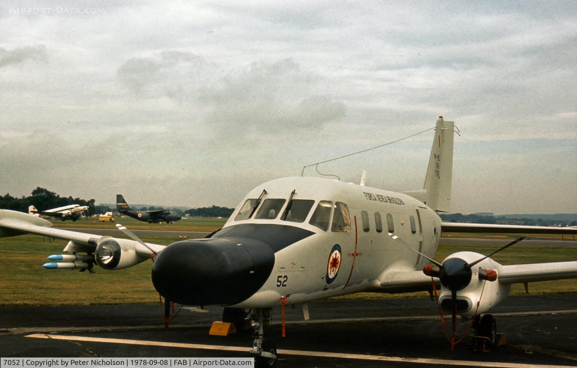 7052, 1977 Embraer P-95A Bandeirulha (EMB-111A) C/N 110155, Another view of the EMB-111 maritime patrol aircraft displayed at the 1978 Farnborough Airshow.