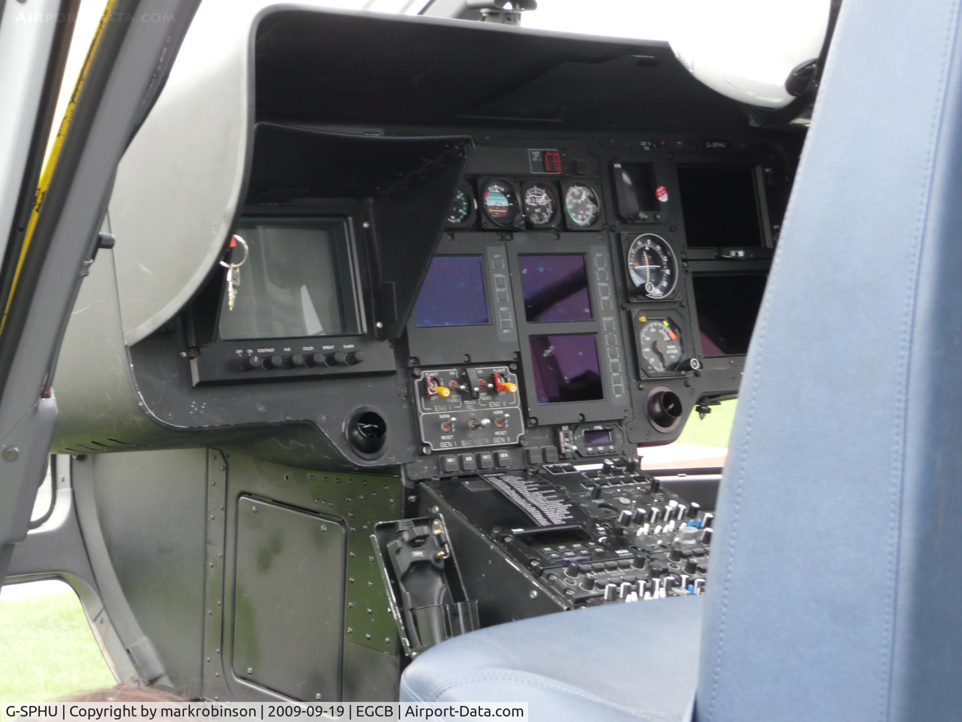 G-SPHU, 2002 Eurocopter EC-135T-2 C/N 0245, inside NWAA EC135 on the ground @ barton