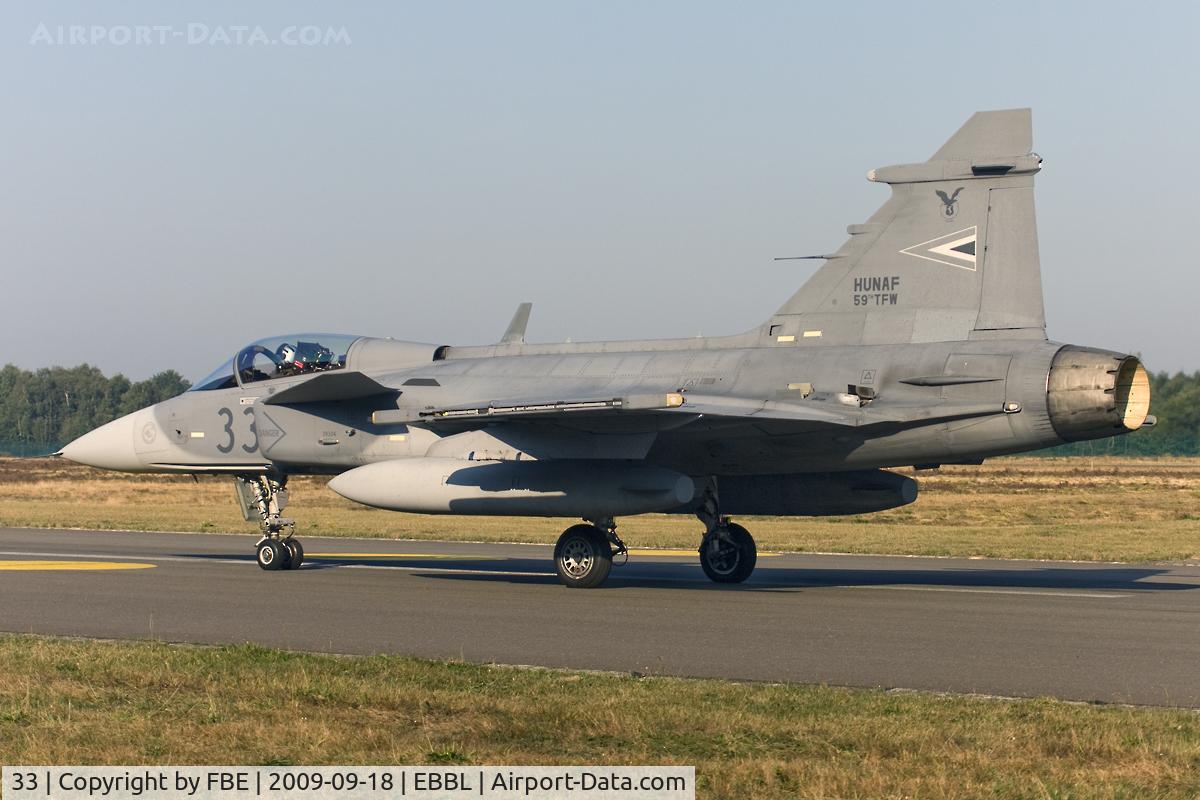 33, 2006 Saab JAS-39C Gripen C/N 39304, Hungary Air Force JAS39 Gripen taxying back to it´s parking aera after a mission from Kleine Brogel