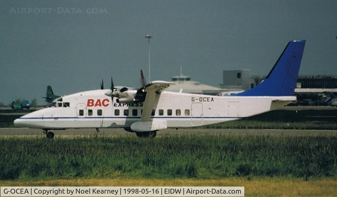 G-OCEA, 1989 Short SD3-60-300 C/N SH.3762, Departing off Rwy 28, operated by BAC EXPRESS (scanned image)