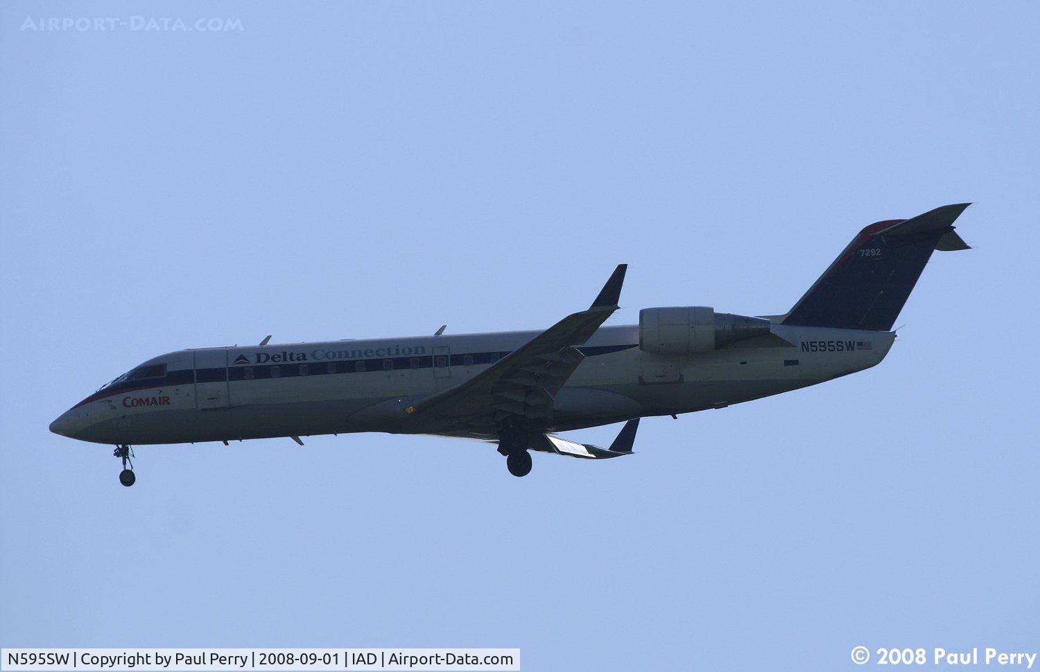 N595SW, 1999 Bombardier CRJ-100ER (CL-600-2B19) C/N 7292, Delta commuter headed in