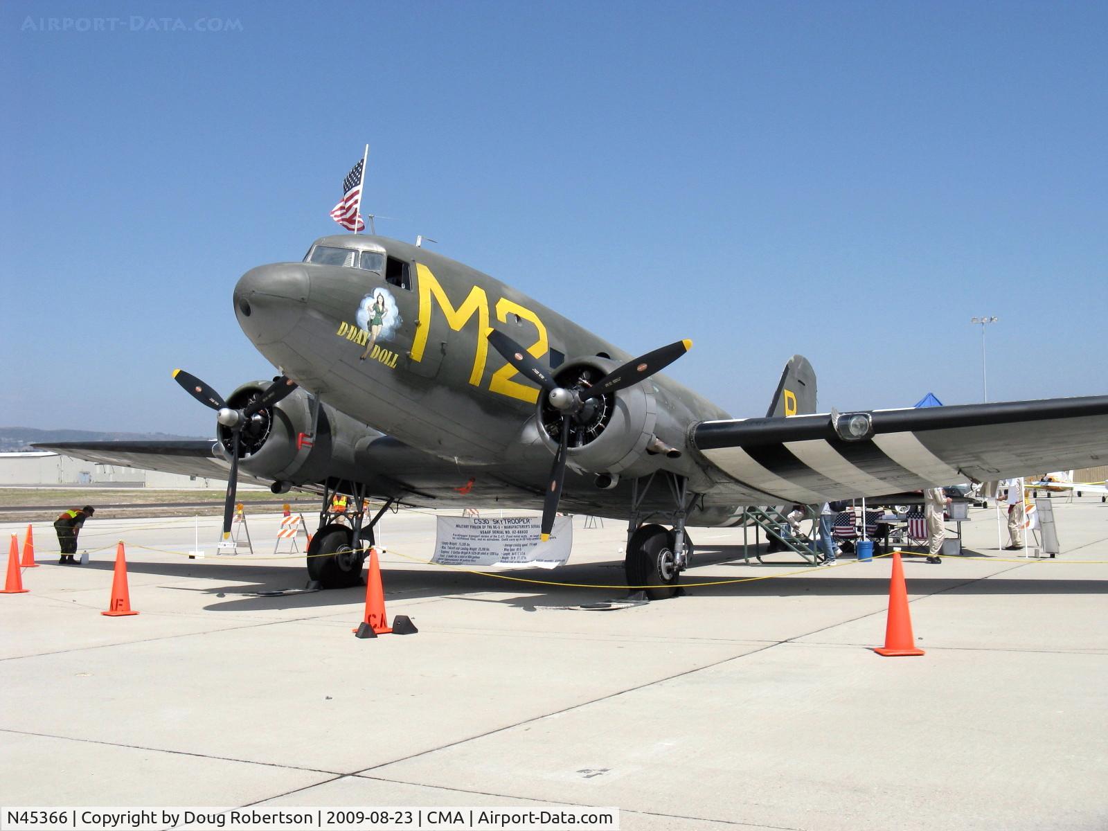 N45366, 1943 Douglas C-53D-DO Skytrooper (DC-3A) C/N 11757, 1943 Douglas C-53D SKYTROOPER 'D-DAY DOLL', two Curtiss-Wright R-1820-56 1,200 Hp each, nose art