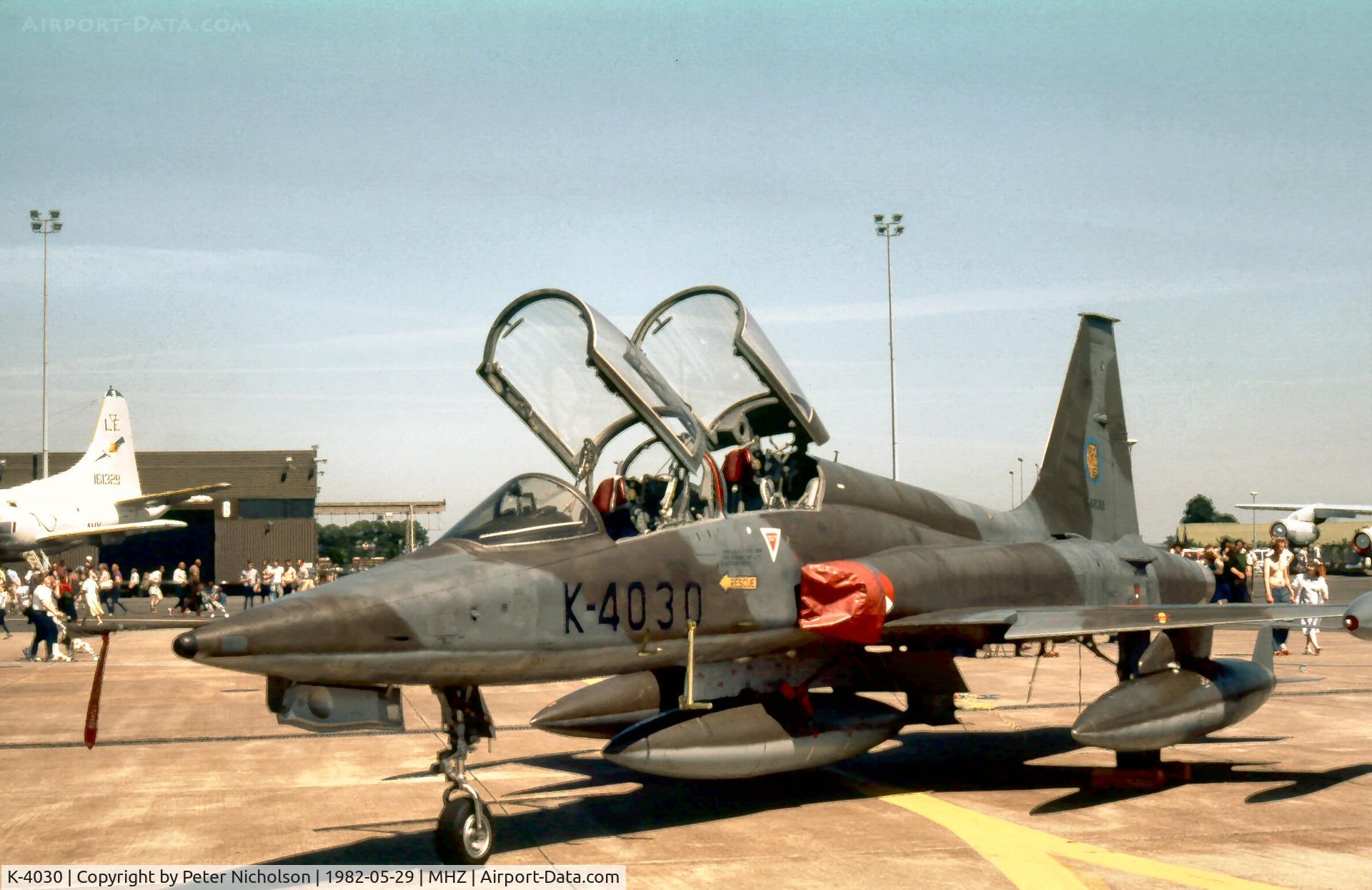 K-4030, 1971 Canadair NF-5B Freedom Fighter C/N 4030, NF-5B of 315 Squadron Royal Netherlands Air Force at the 1982 RAF Mildenhall Air Fete.