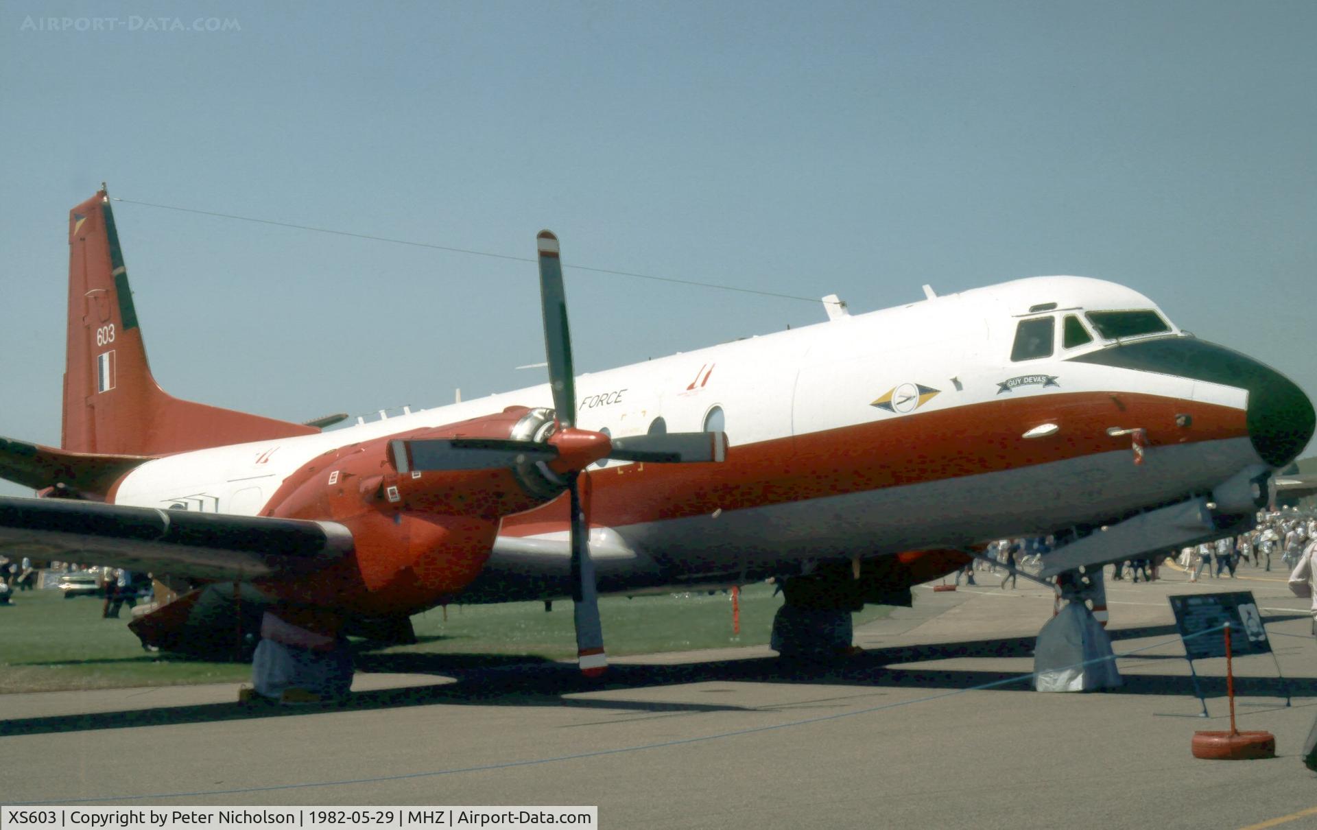 XS603, 1966 Hawker Siddeley HS-780 Andover E.3 C/N Set 10, Andover E.3 of 115 Squadron on display at the 1982 RAF Mildenhall Air Fete.