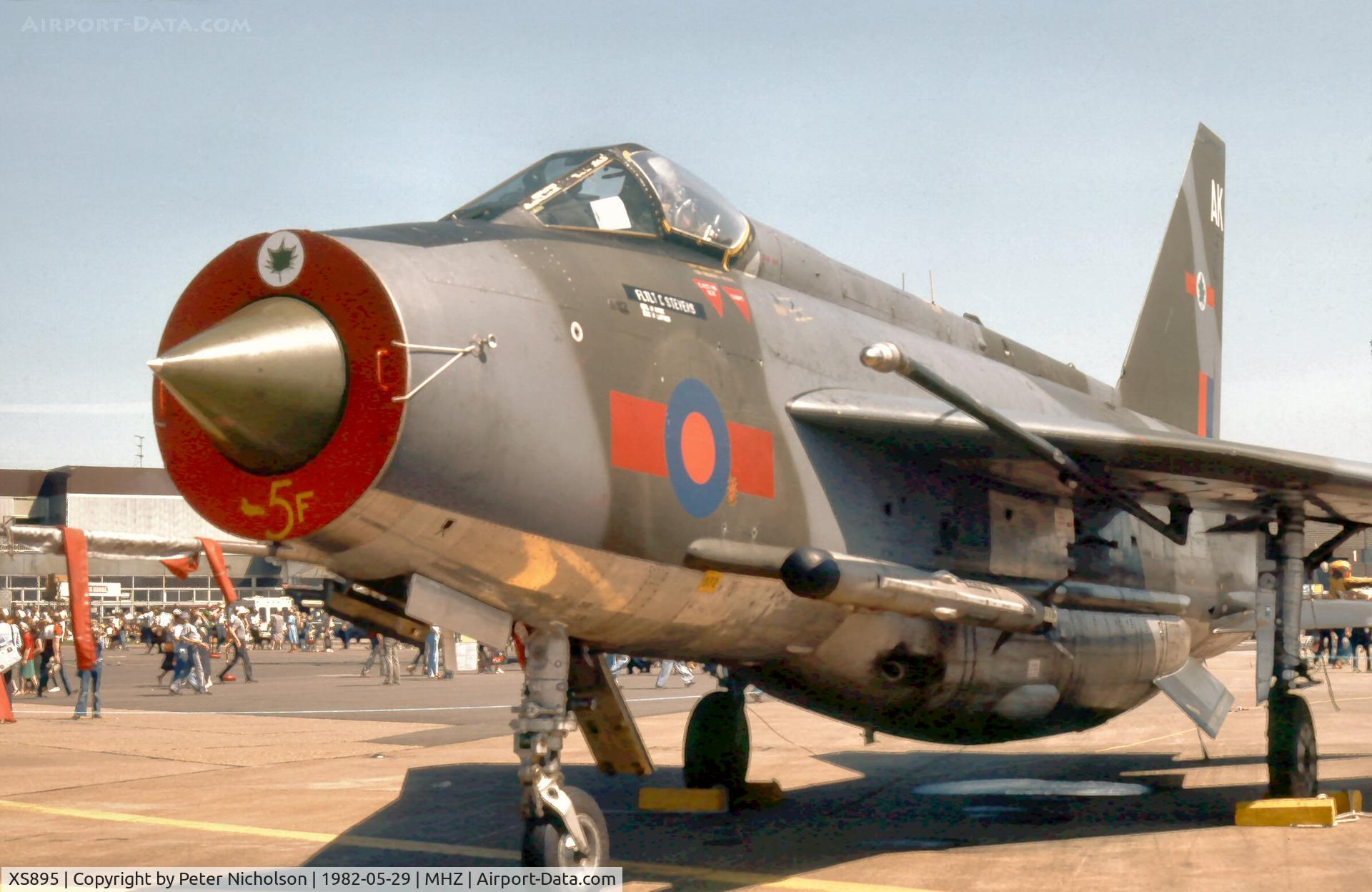 XS895, 1966 English Electric Lightning F.6 C/N 95241, Lightning F.6 of 5 Squadron in the static park of the 1982 RAF Mildenhall Air Fete.
