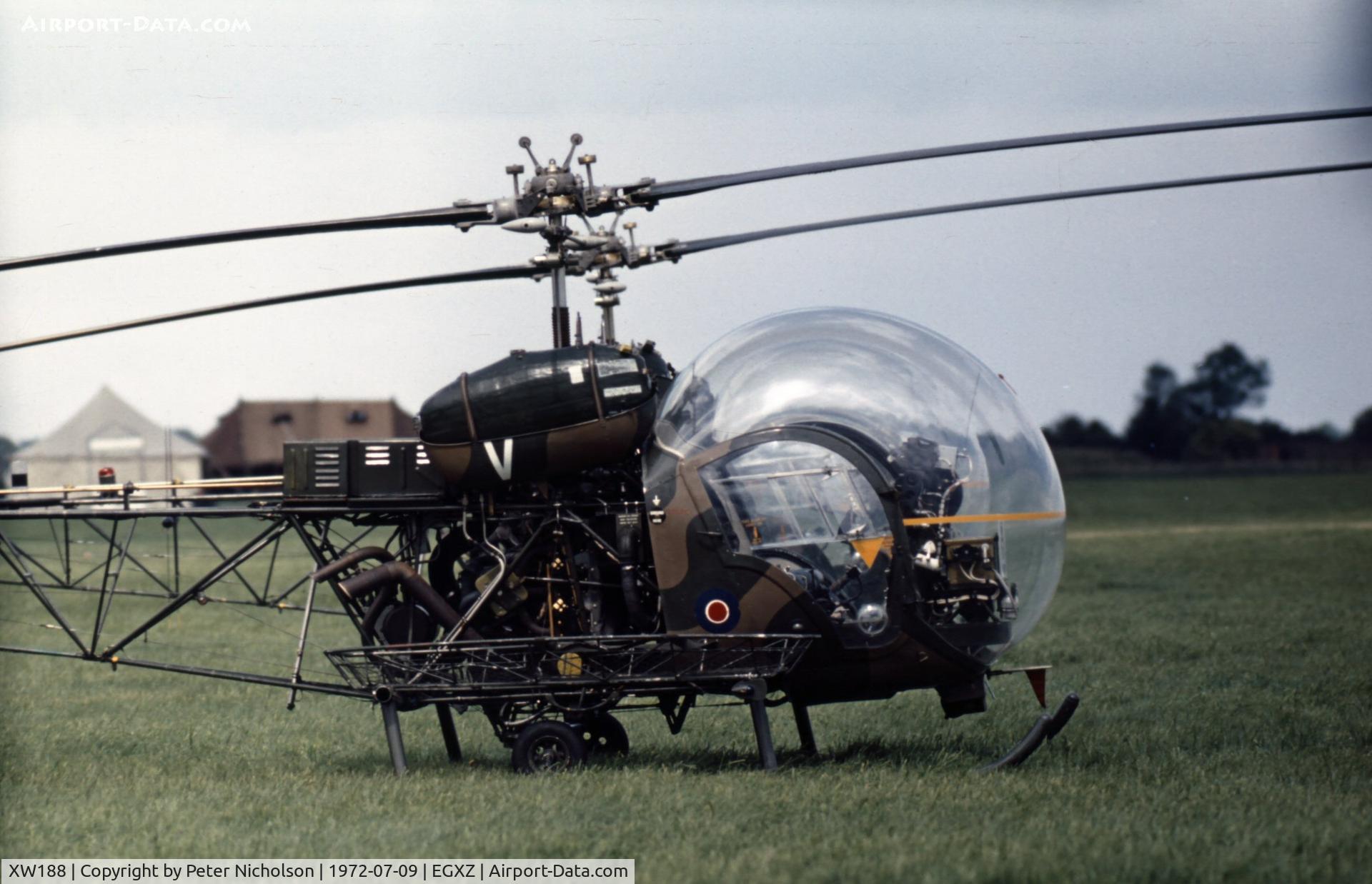 XW188, Westland Sioux AH.1 C/N WA708, Sioux AH.1 of 666 Squadron at the 1972 RAF Topcliffe Open Day.