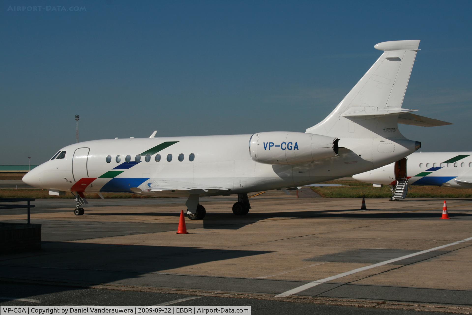 VP-CGA, 1999 Dassault Falcon 2000 C/N 100, Taxiing to leave General Aviation apron