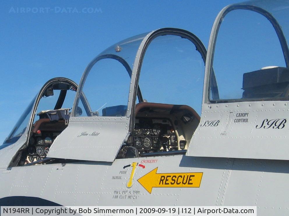 N194RR, North American T-28B Trojan C/N 200-265 (138194), Cockpit closeup.  On the ramp at Sidney, Ohio during the EAA fly-in.