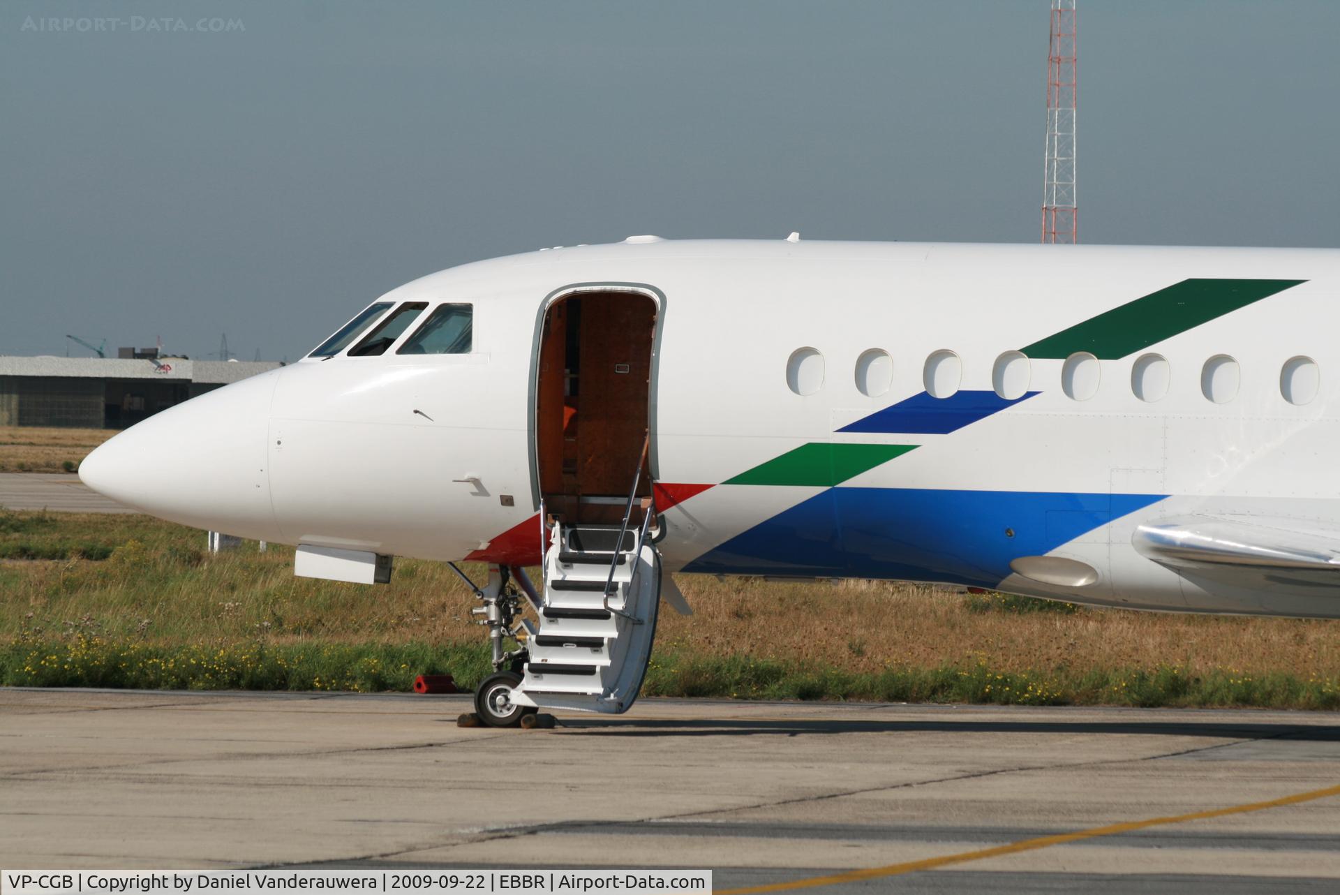 VP-CGB, 1994 Dassault Falcon 900B C/N 145, parked on General Aviation apron