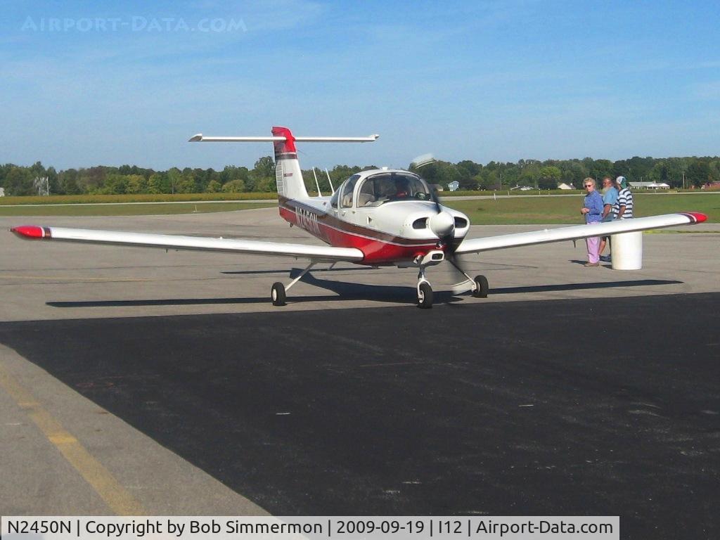 N2450N, 1979 Piper PA-38-112 Tomahawk Tomahawk C/N 38-79A0848, Pulling up to the pumps at Sidney, Ohio during the EAA fly-in.