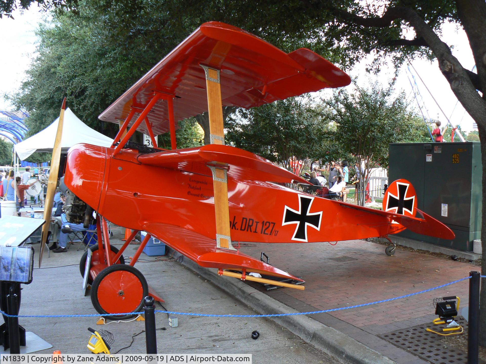 N1839, 1980 Fokker Dr.1 Triplane Replica C/N 1839, Cavanaugh Flight Museum Dr-1 on display at the 2009 Addison Oktoberfest!