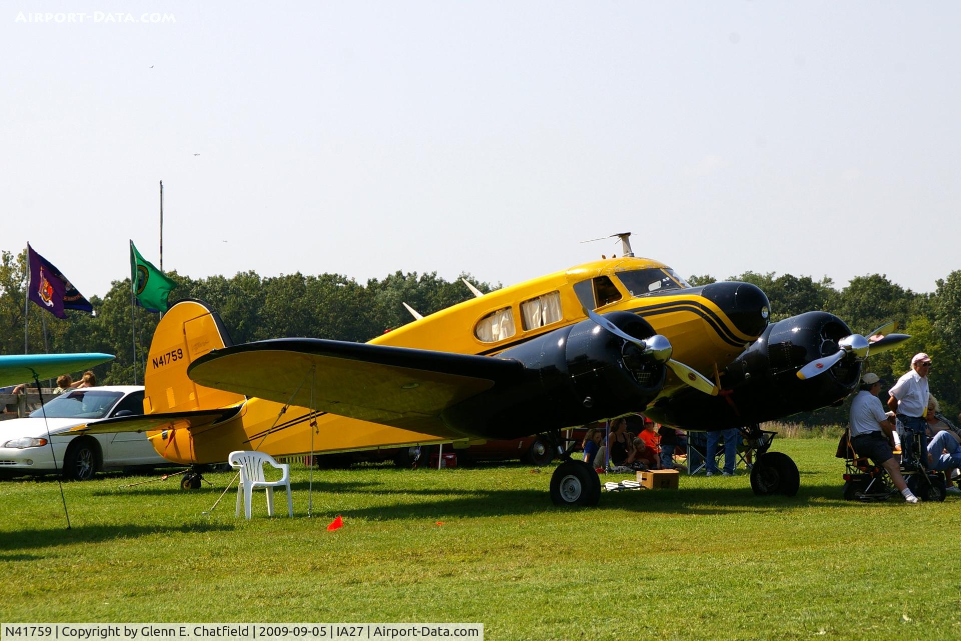 N41759, 1944 Cessna UC-78 (T-50) Bobcat C/N 5807, At the Antique Airplane Association Fly In.  UC-78 43-31869