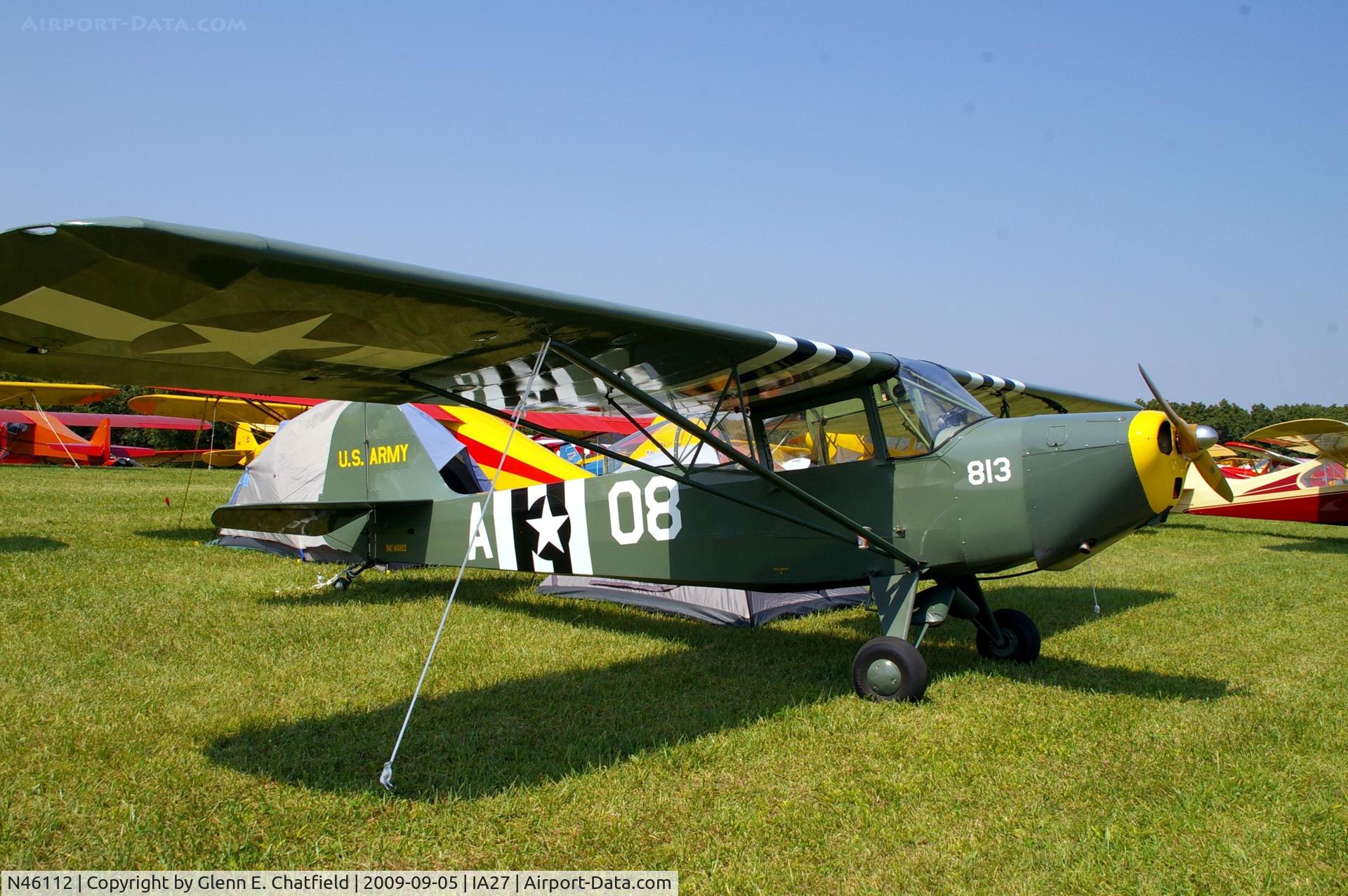N46112, 1943 Taylorcraft DCO-65 C/N L-5572, At the Antique Airplane Association Fly In.