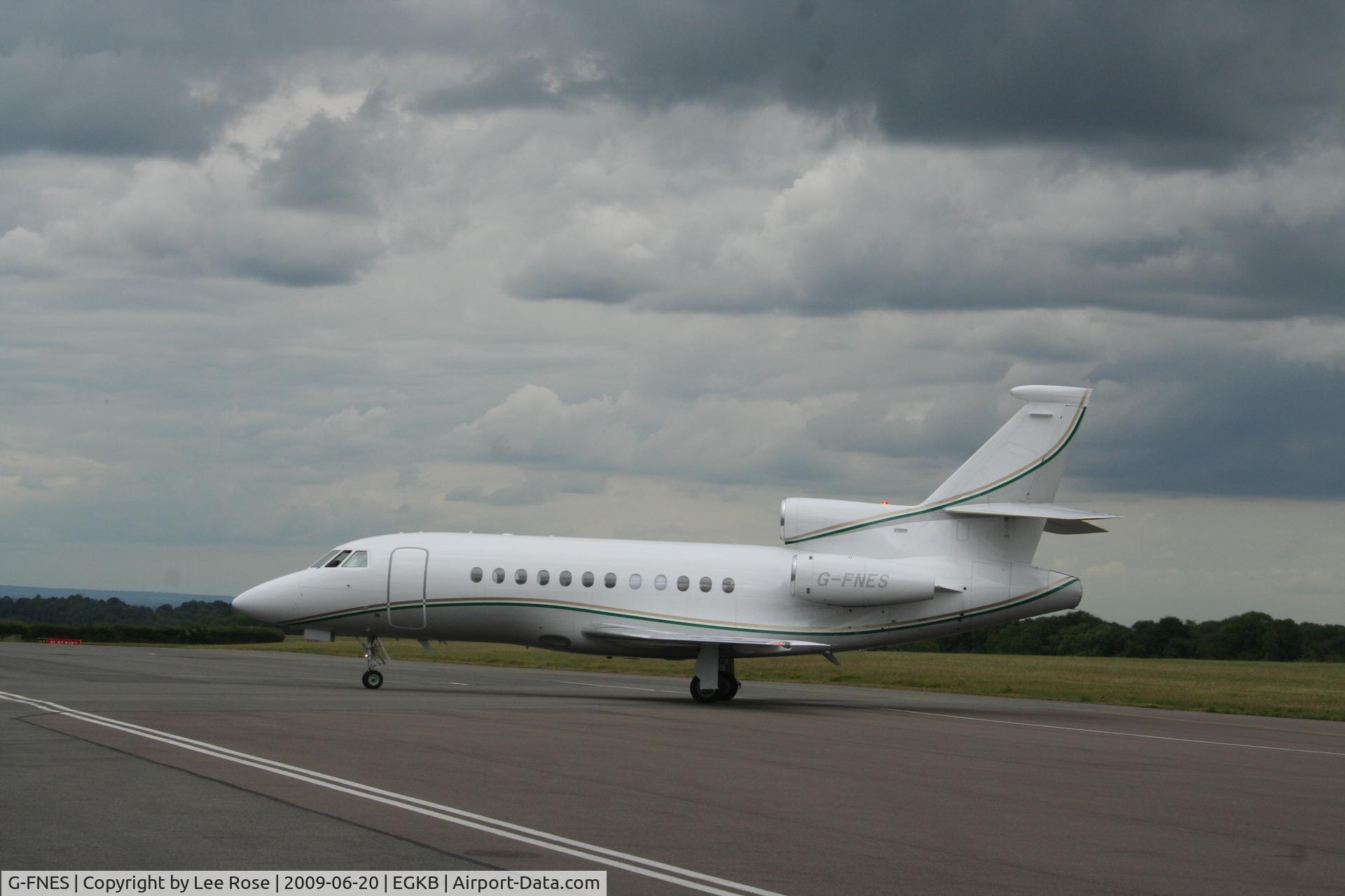 G-FNES, 2005 Dassault Falcon 900EX C/N 159, Just about to park at Biggin Hill