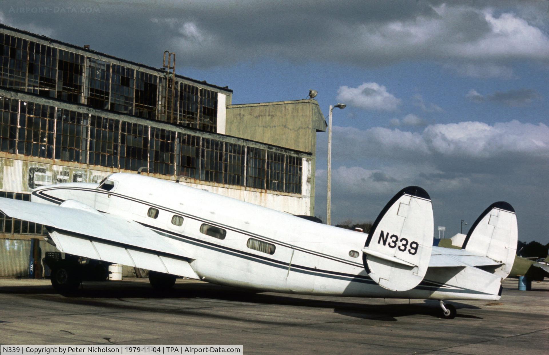 N339, 1943 Lockheed 18-56 Lodestar C/N 2548, Ex C-60A Lodestar 42-56055 seen at Tampa in November 1979.