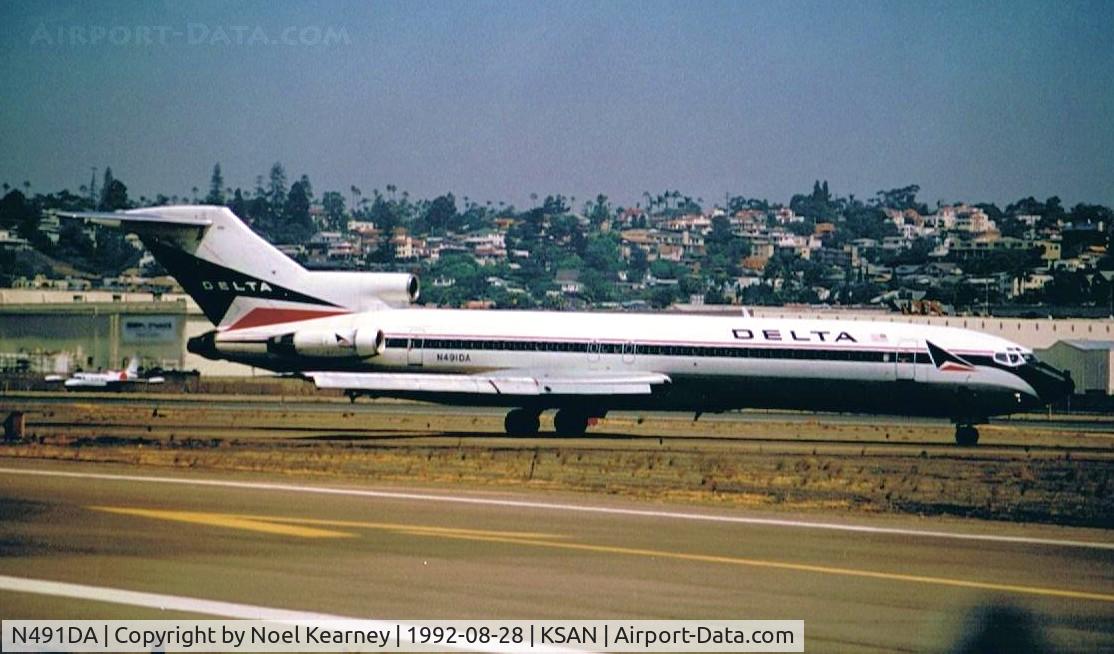 N491DA, 1975 Boeing 727-232 C/N 21060, Awaiting clearance to line up. (Scanned Image)