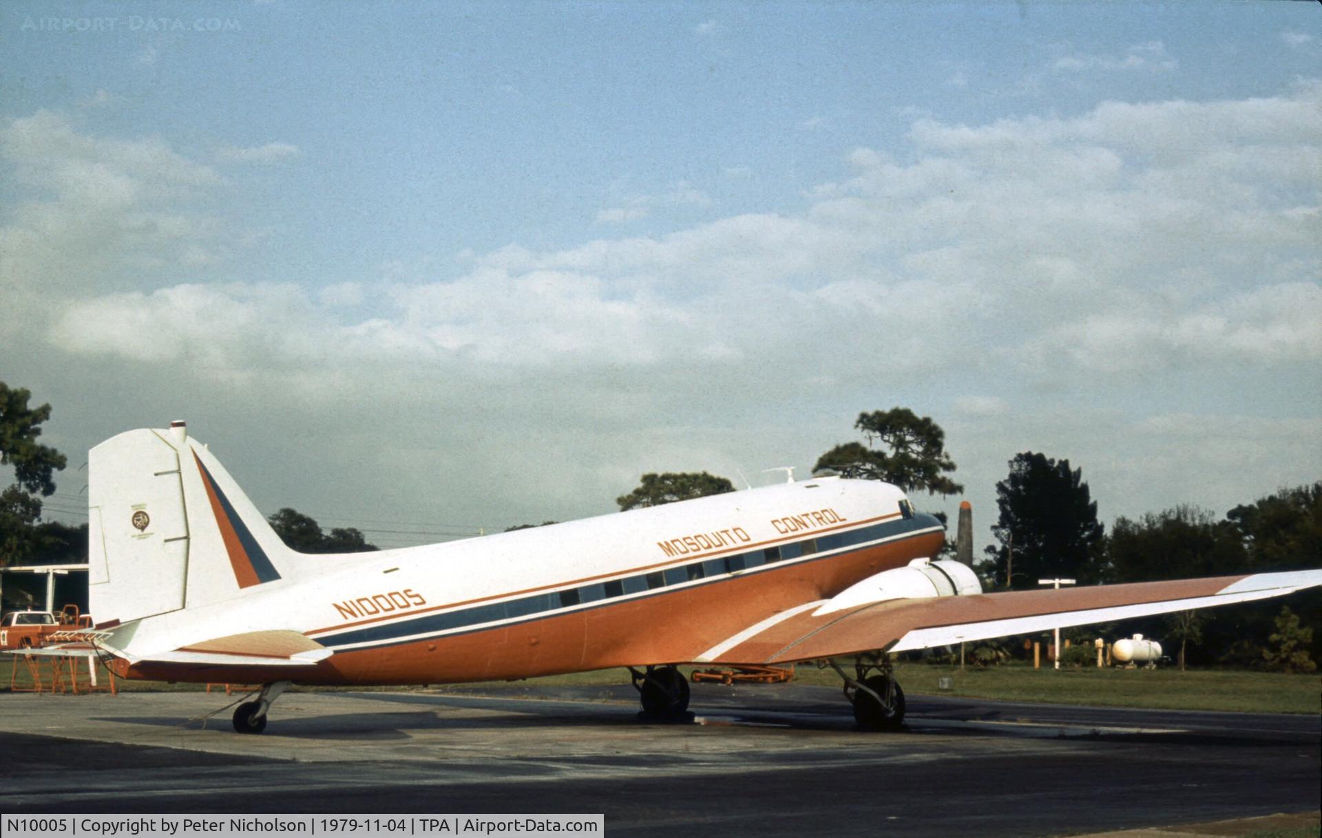 N10005, 1943 Douglas C-47B Skytrain C/N 14082/25527, Mosquito Control C-47A seen at Tampa in November 1979.