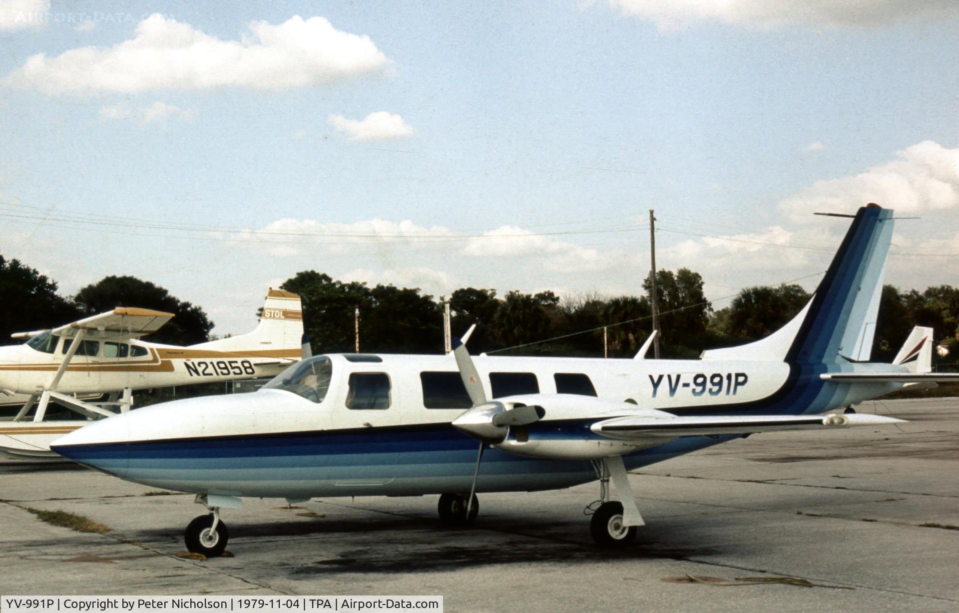 YV-991P, Smith Aerostar 601P C/N Not found YV-991P, Smith Aerostar 601P seen at Tampa in November 1979.