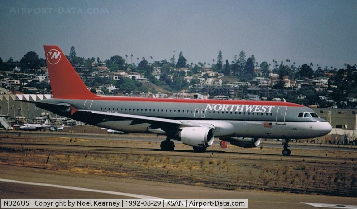 N326US, 1992 Airbus A320-211 C/N 282, Waiting clearance to line up (Scanned Image)