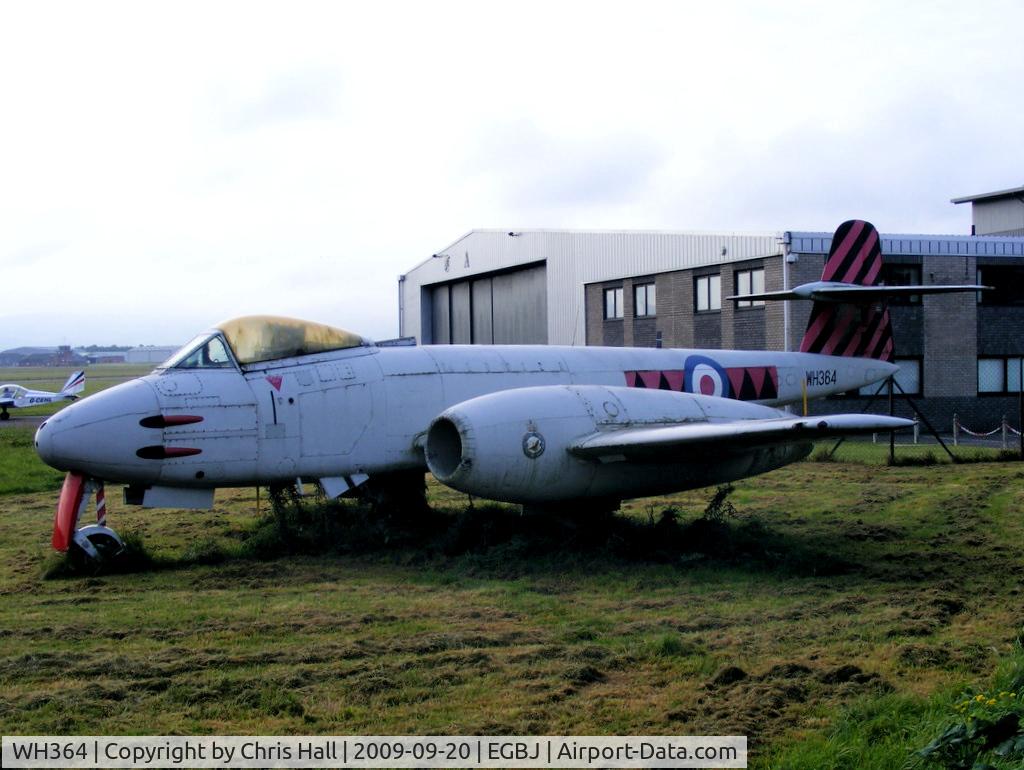 WH364, Gloster Meteor F.8 C/N Not found WH364, displayed by the airport perimeter fence