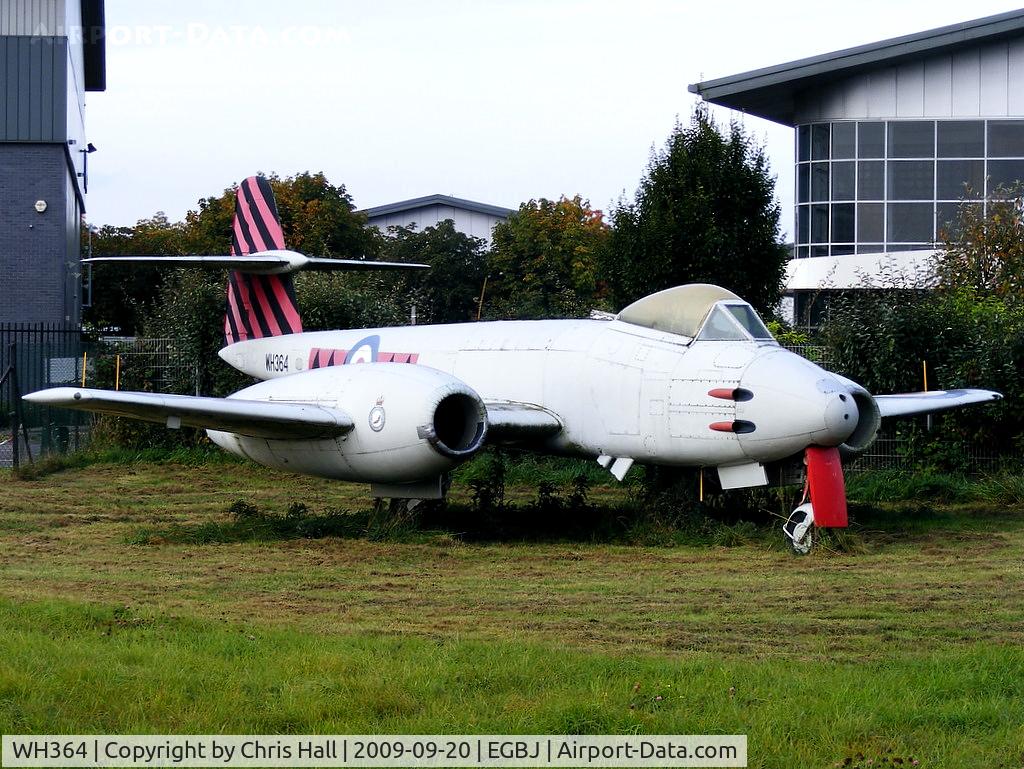 WH364, Gloster Meteor F.8 C/N Not found WH364, displayed by the airport perimeter fence