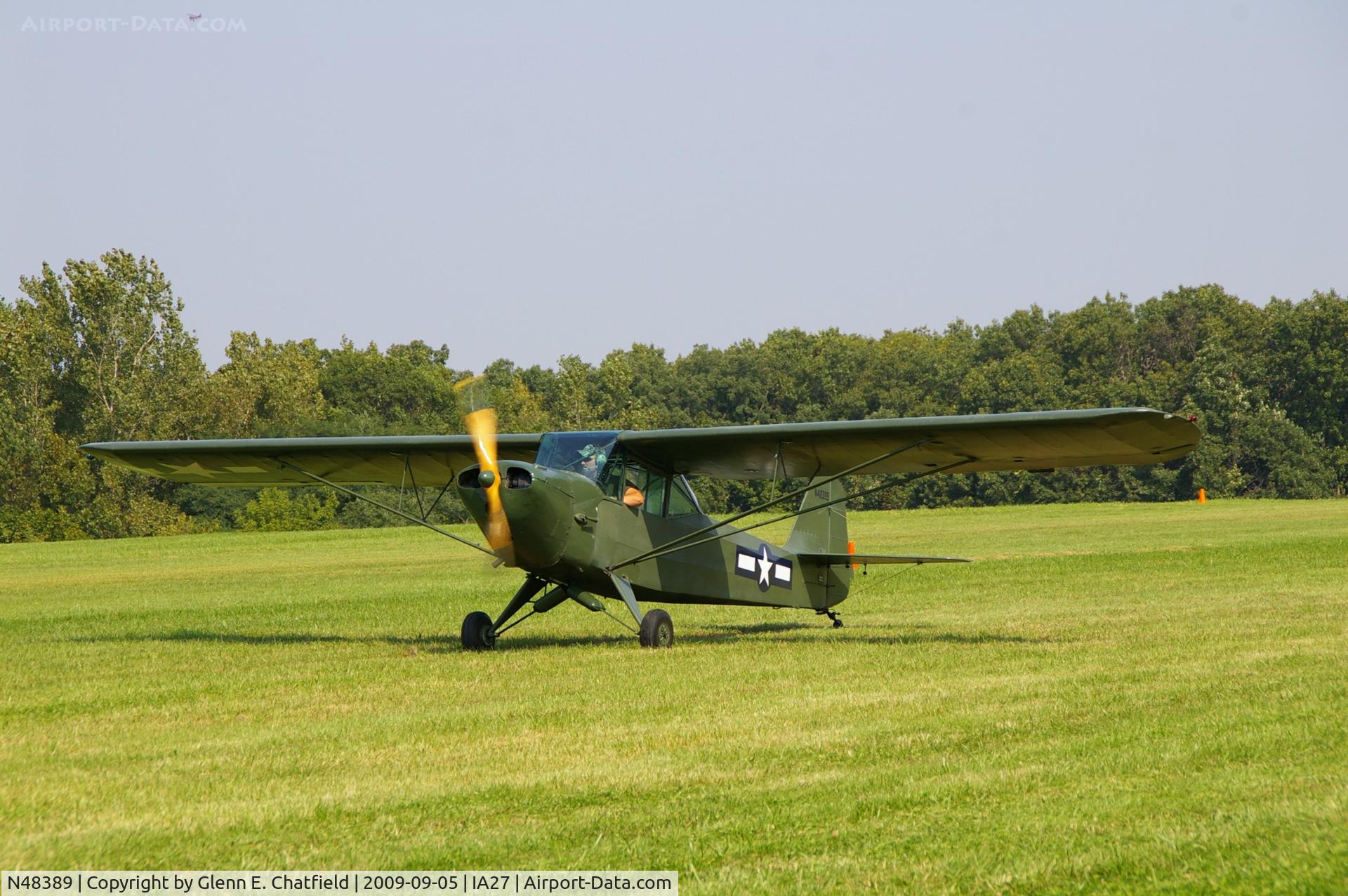 N48389, 1943 Taylorcraft DCO-65 C/N L-5300, At the Antique Airplane Association Fly In.
