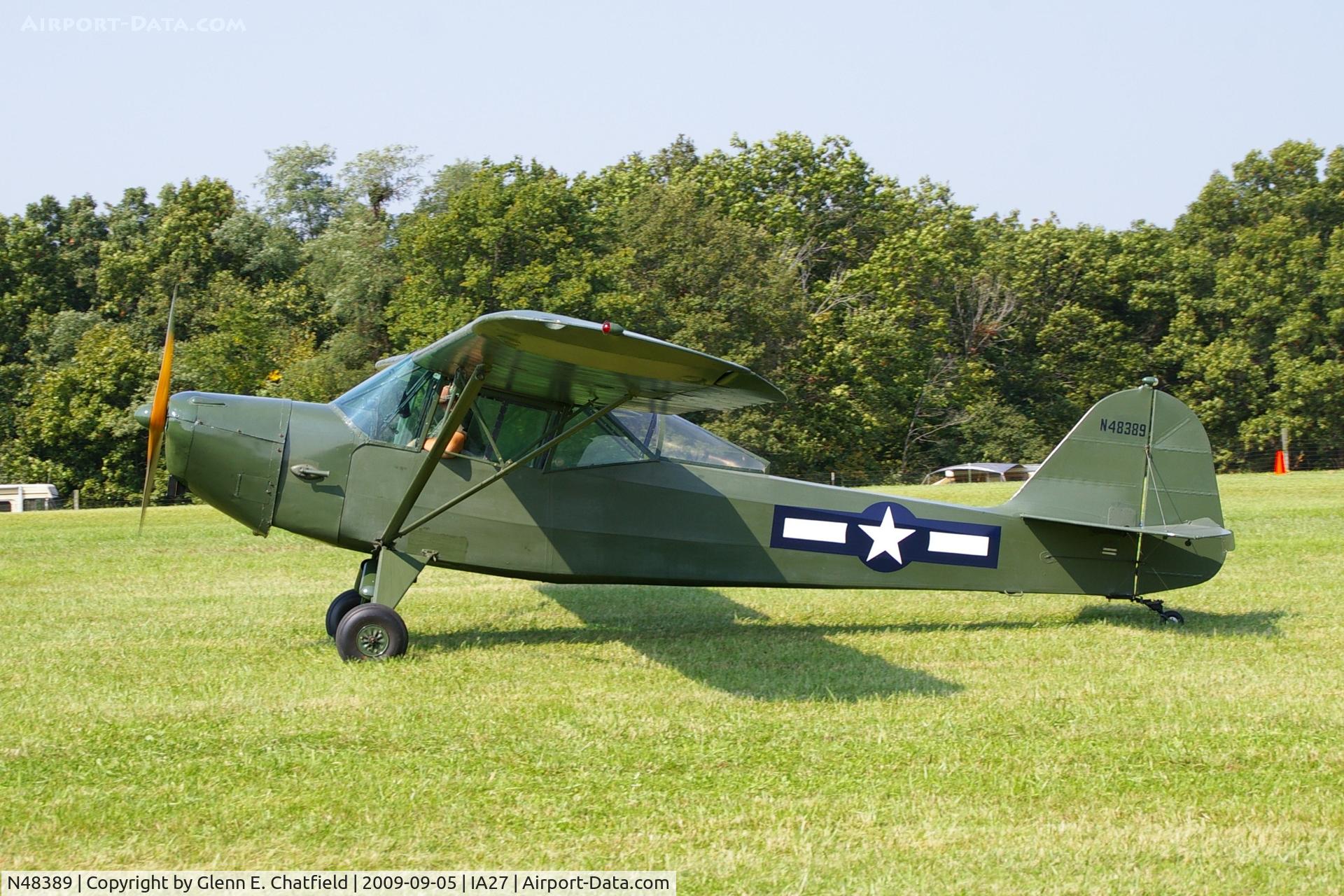 N48389, 1943 Taylorcraft DCO-65 C/N L-5300, At the Antique Airplane Association Fly In.
