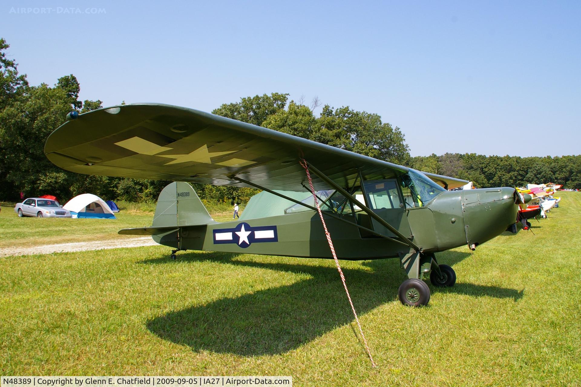 N48389, 1943 Taylorcraft DCO-65 C/N L-5300, At the Antique Airplane Association Fly In.