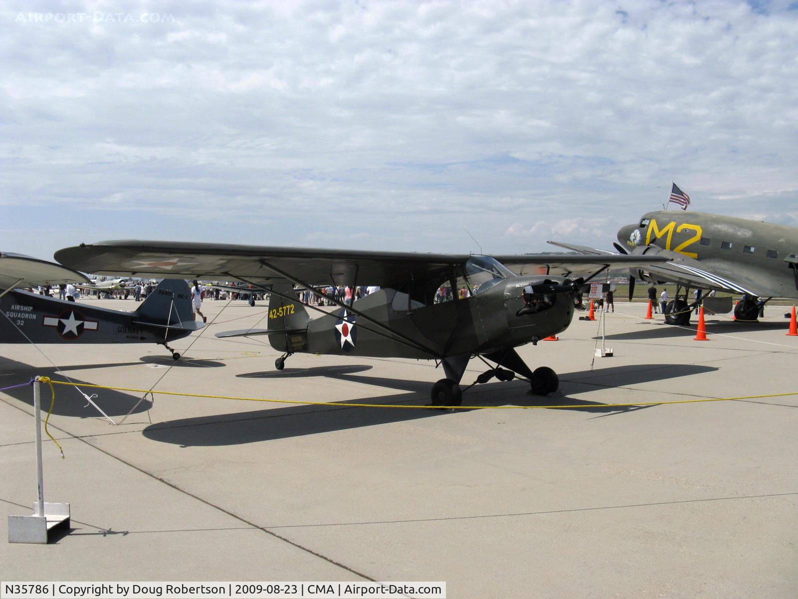 N35786, 1941 Piper J5A Cub Cruiser C/N 5-772, 1941 Piper J5A CUB CRUISER as L-4A GRASSHOPPER, Continental A&C75 75 Hp, impressed from civil source.