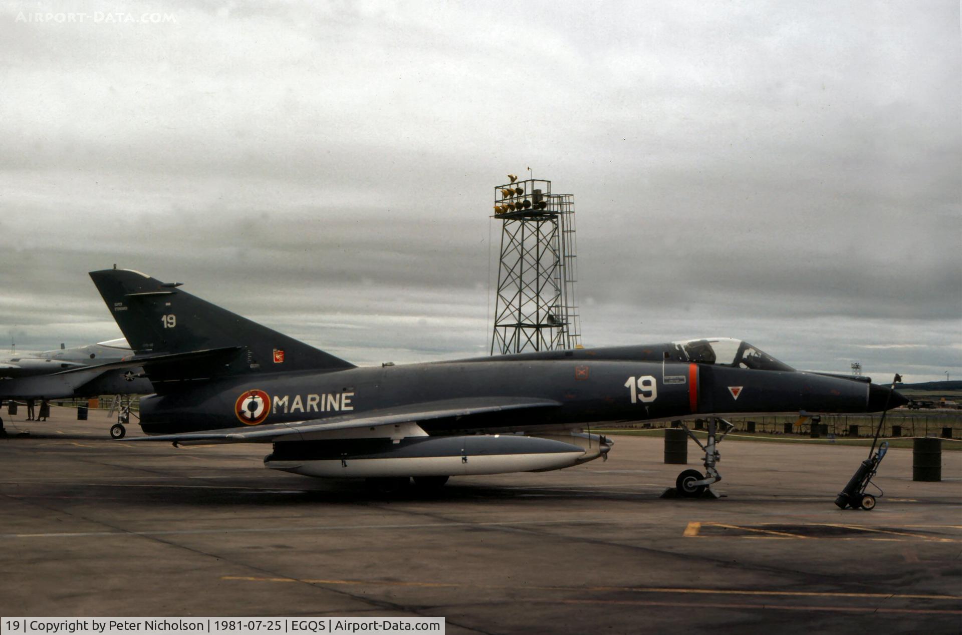 19, Dassault Super Etendard C/N 19, Super Etendard of French Aeronavale's 11 Flotille at the 1981 RAF Lossiemouth Airshow.