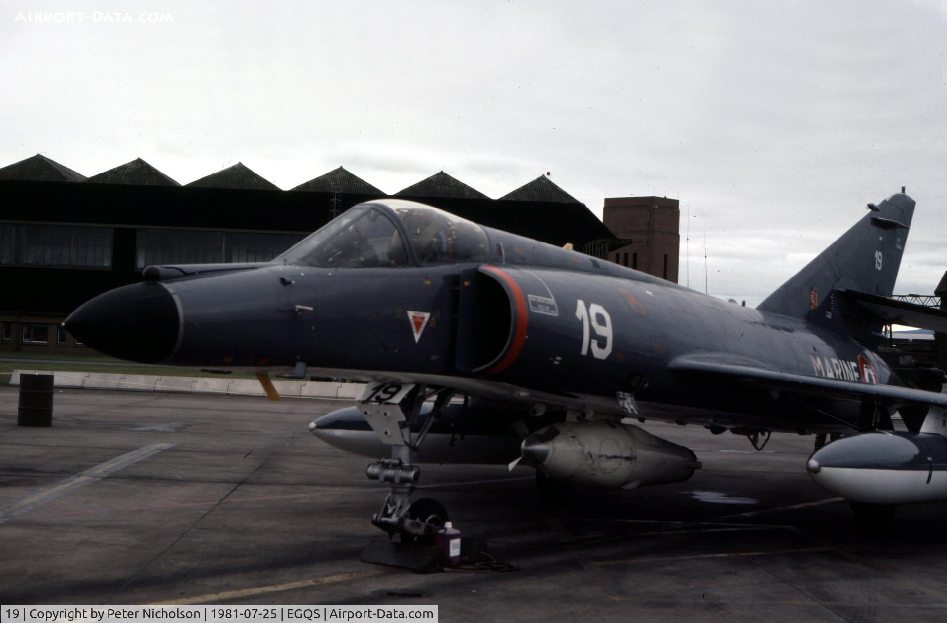 19, Dassault Super Etendard C/N 19, Super Etendard of 11 Flotille French Aeronavale at the 1981 RAF Lossiemouth Airshow.
