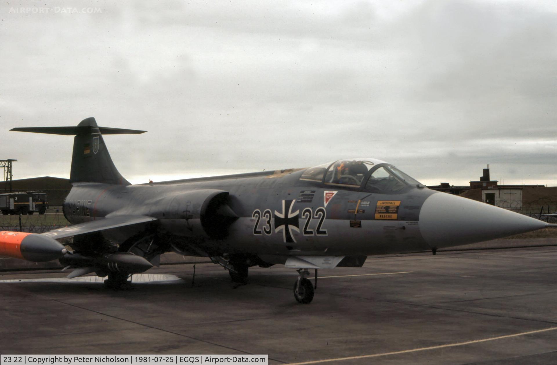 23 22, Lockheed F-104G Starfighter C/N 683-7206, F-104G Starfighter of German Kreigsmarine MFG-2 at the 1981 RAF Lossiemouth Airshow.