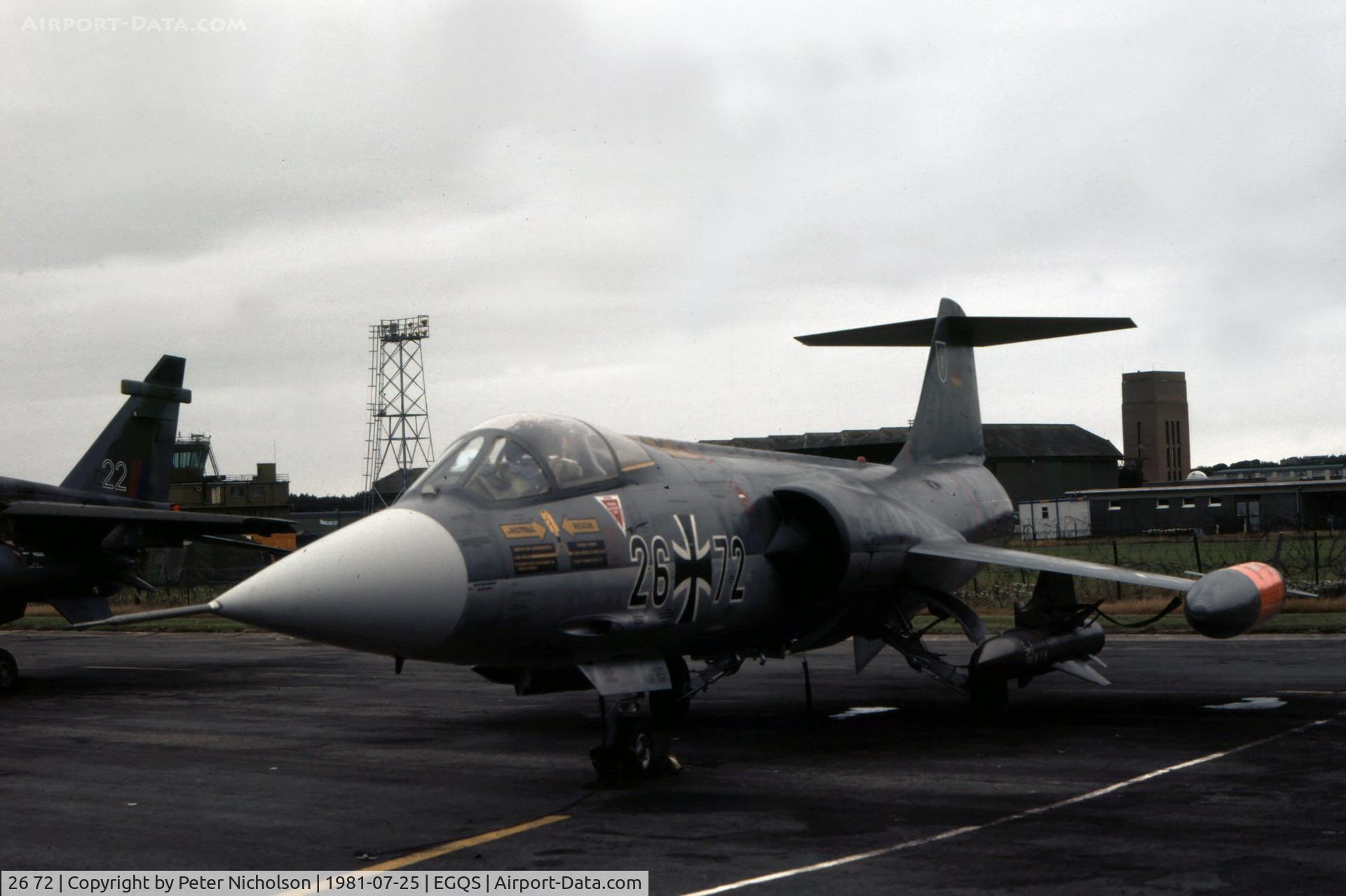 26 72, Lockheed F-104G Starfighter C/N 683-7418, F-104G Starfighter of MFG-2 at the 1981 RAF Lossiemouth Airshow.