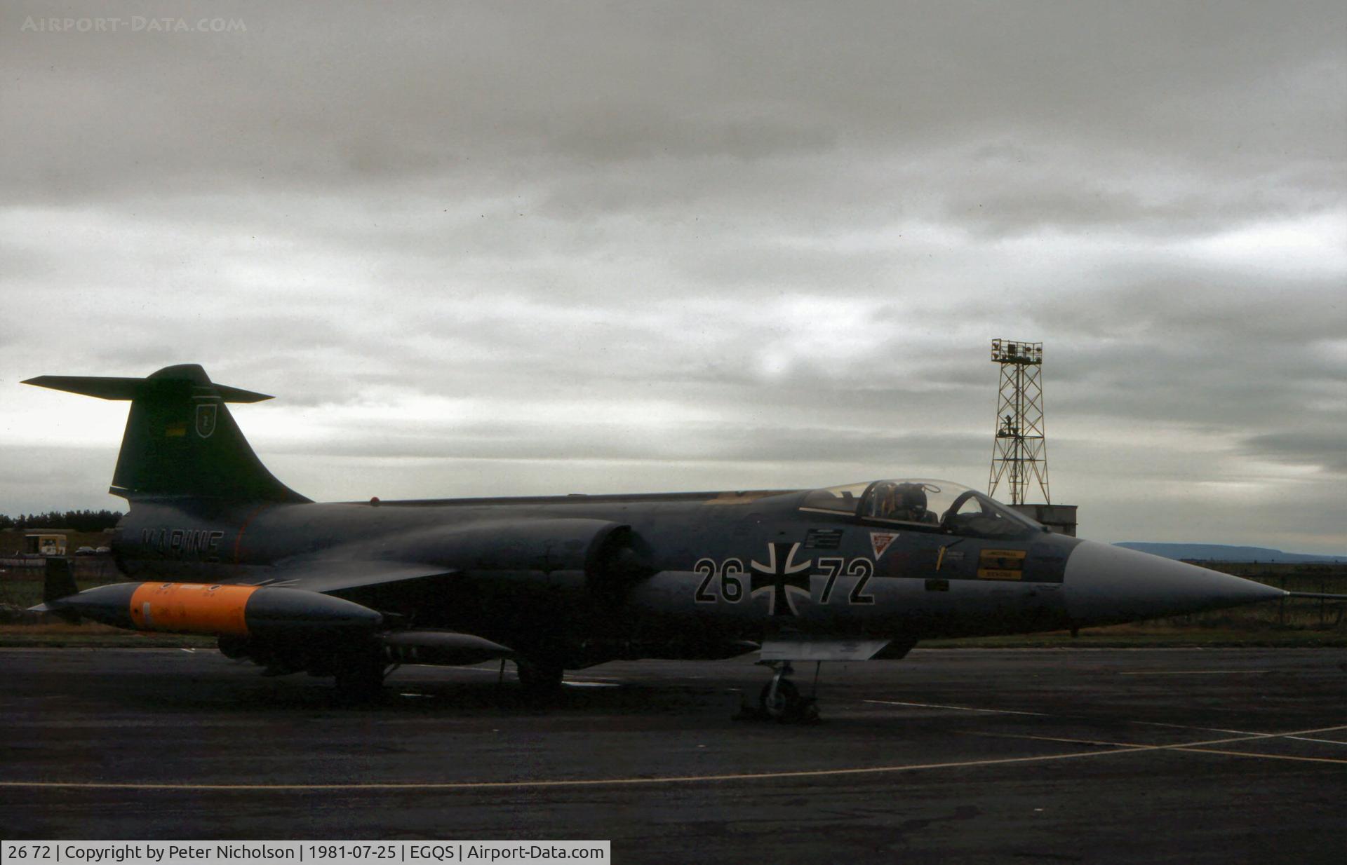 26 72, Lockheed F-104G Starfighter C/N 683-7418, Another view of one of the MFG-2 Starfighters on display at the 1981 RAF Lossiemouth Airshow.