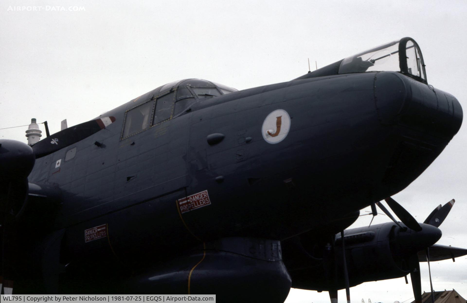 WL795, 1953 Avro 716 Shackleton AEW.2 C/N Not found WL795, Shackleton AEW.2 of 8 Squadron on display at the 1981 RAF Lossiemouth Airshow.