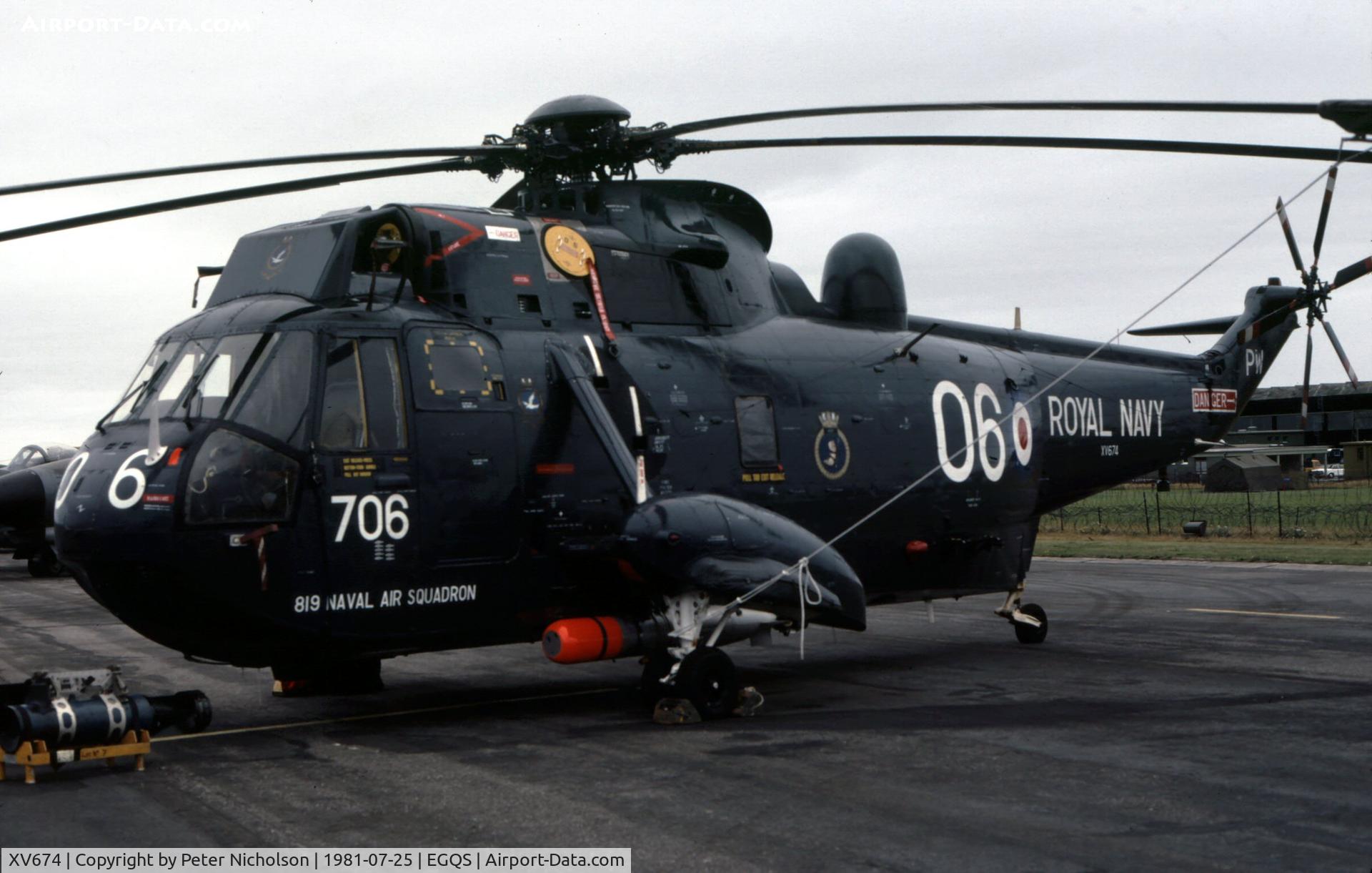 XV674, 1970 Westland Sea King HAS.2A C/N WA662, Sea King HAS.2A of 819 Squadron at the 1981 RAF Lossiemouth Airshow.