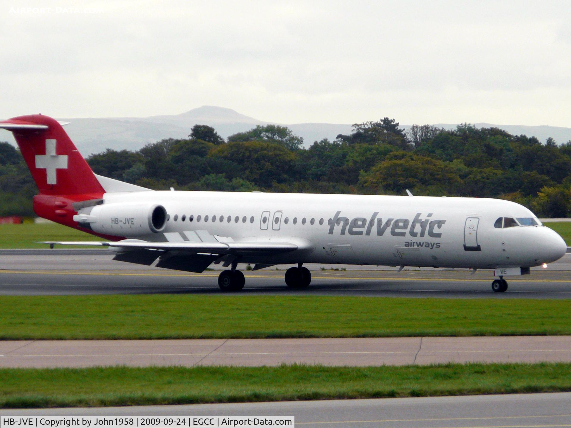 HB-JVE, 1993 Fokker 100 (F-28-0100) C/N 11459, Taxying off the runway