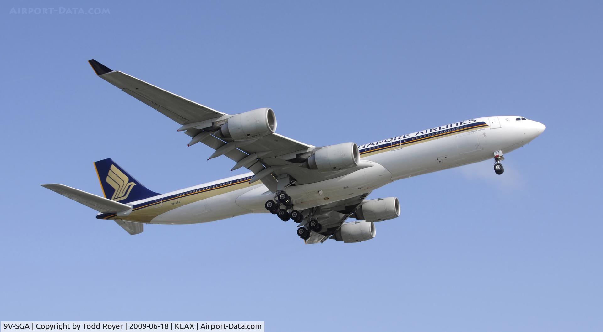 9V-SGA, 2003 Airbus A340-541 C/N 492, Landing 24R at LAX