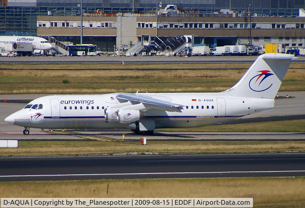 D-AQUA, 1988 British Aerospace BAe.146-300A C/N E3118, Still wearing Eurowings independent Colours. Nice Eyecatcher beside LH Regional Dot-Scheme.