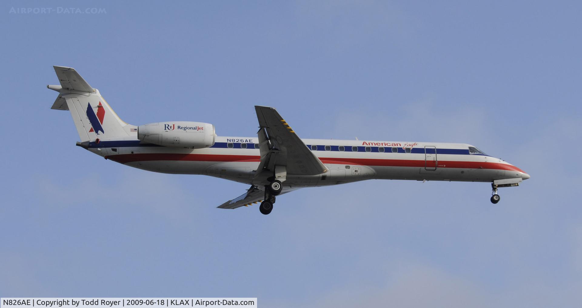 N826AE, 2002 Embraer ERJ-140LR (EMB-135KL) C/N 145592, Landing 24R at LAX