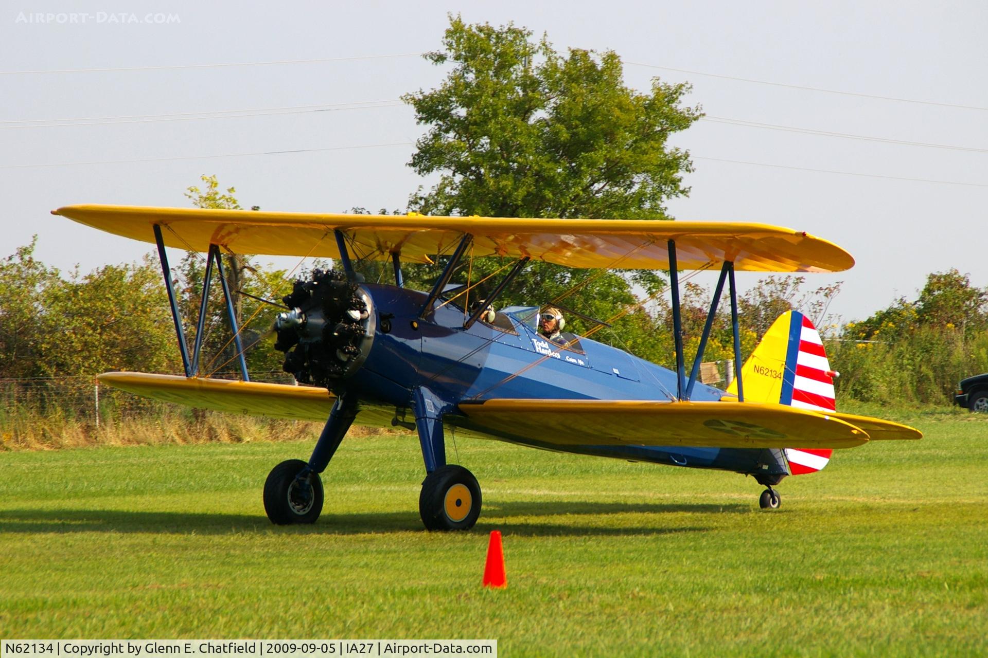 N62134, 1943 Boeing A75N1(PT17) C/N 75-3435, At the Antique Airplane Association Fly In.  N2S-4 30004.