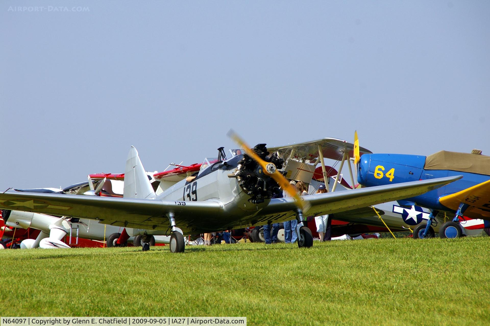 N64097, 1943 Fairchild (Howard) PT-23A Cornell (M-62C) C/N 129, At the Antique Airplane Association Fly In. PT-23A 42-49805